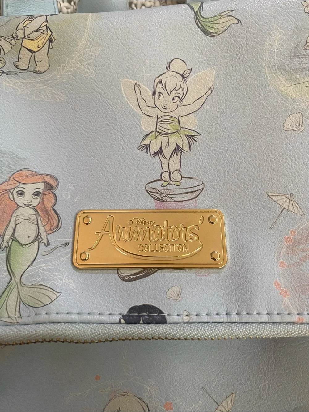 Disney Store Animators Collection Backpack Faux Leather Blue Baby Princess Ariel